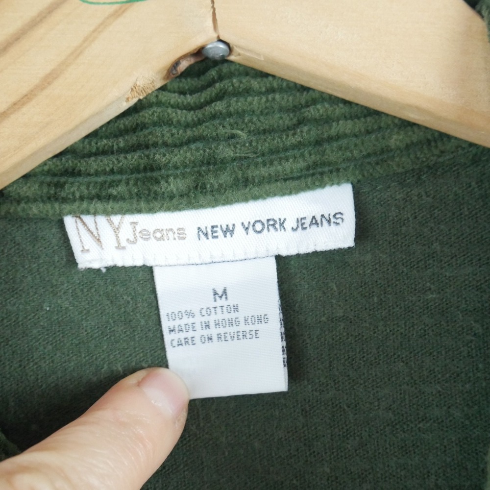 Vintage Medium Shacket Wide Wale Corduroy Olive Green 90s Y2K Grunge Utility - Picture 3 of 7